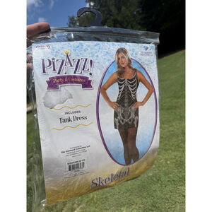 Women's Pizzaz Skeleton Halloween Costume Sexy Dress Size Medium Black